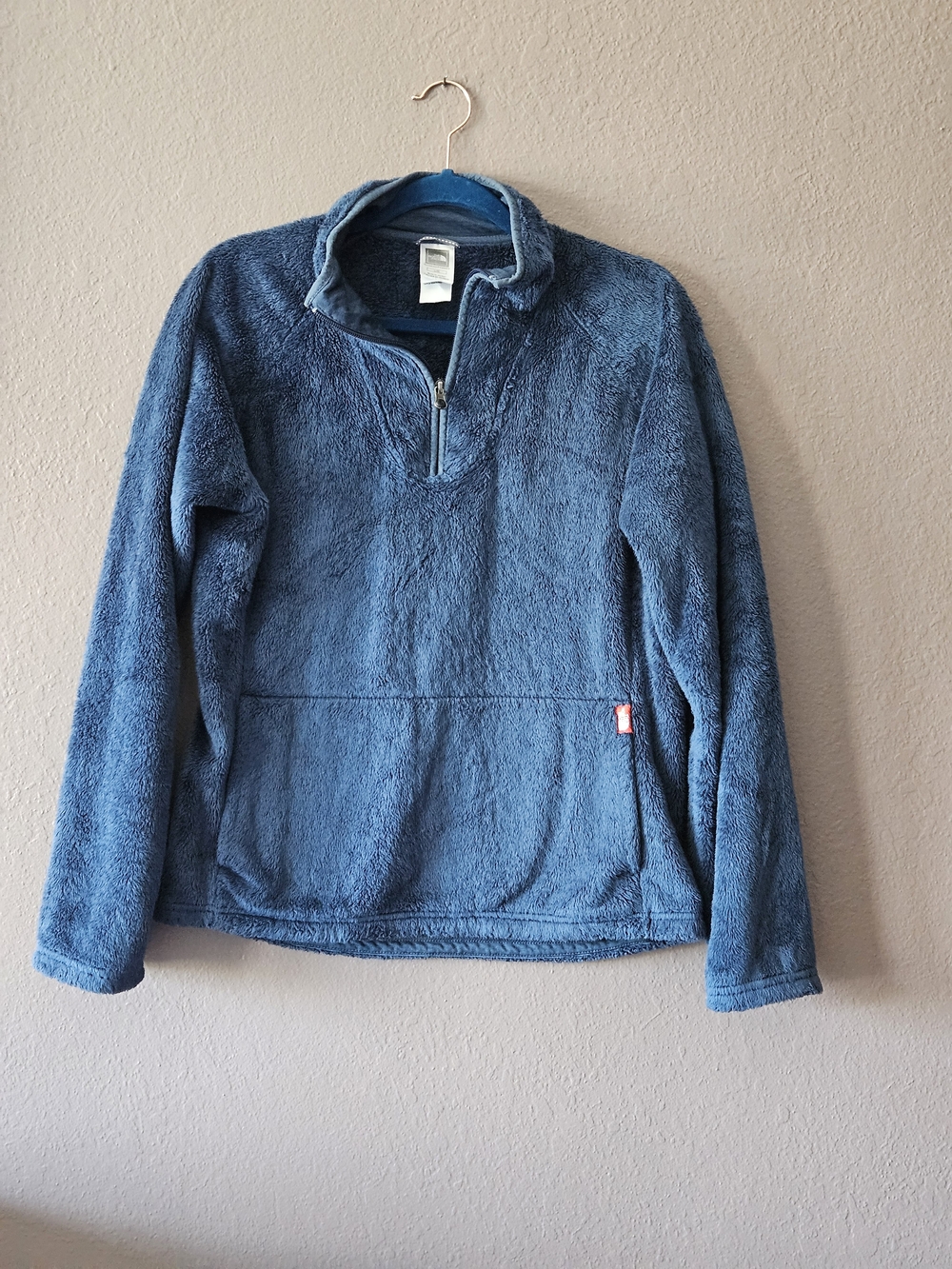 The North Face Women Blue Zip-Up Plush Fleece Pullover Size L